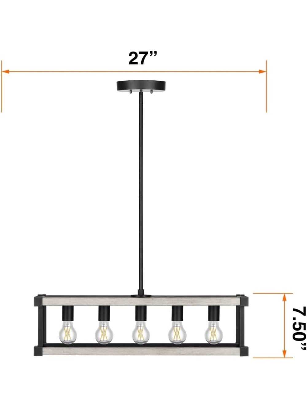 Sylvania 27"Island Pendant Light Fixture 5-Bulb Adjustable Height Hardwire New